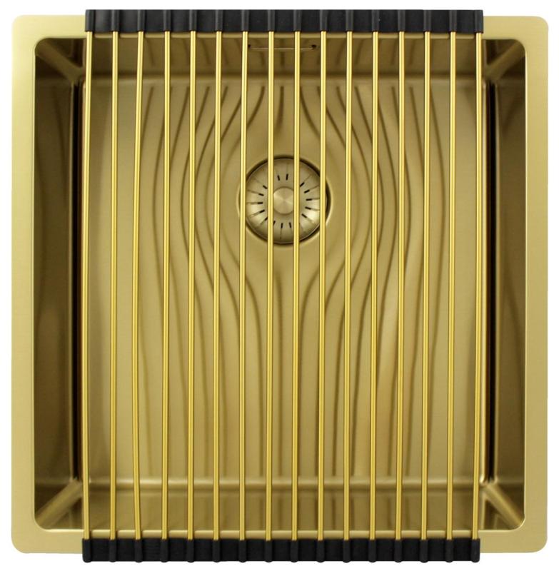 Pure.Sink Exclusivo Goldene Spüle 40x40 cm 10mm Radius Unterbau, Flächenbündig und Aufbau PEX4040-60