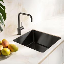 Pure.Sink Exclusivo Gun Metal Spüle 40x40 cm 10mm Radius Unterbau, Flächenbündige und Aufbau PEX4040-61