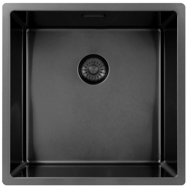 Pure.Sink Exclusivo Gun Metal Spüle 40x40 cm 10mm Radius Unterbau, Flächenbündige und Aufbau PEX4040-61