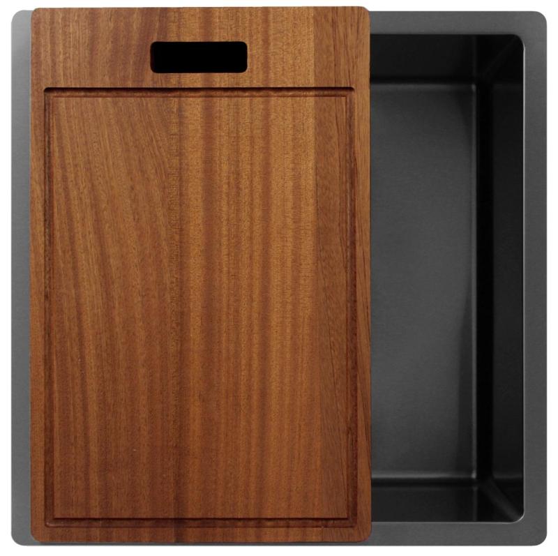 Pure.Sink Exclusivo Gun Metal Spüle 40x40 cm 10mm Radius Unterbau, Flächenbündige und Aufbau PEX4040-61