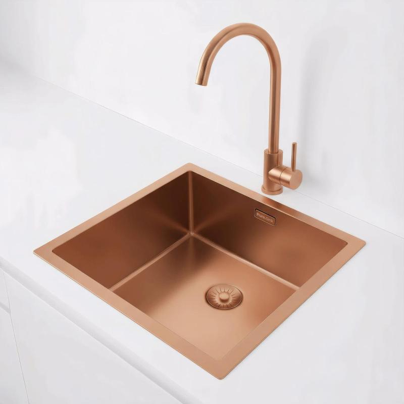 Pure.Sink Exclusivo Kupfer Spülbecken 40x40 cm 10mm Radius Unterbau, Flachbau und Aufbau PEX4040-62