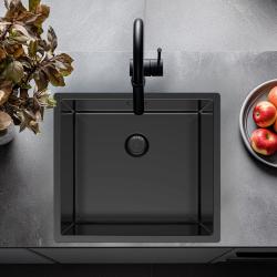 Pure.Sink Exclusivo Gun Metal Spüle 45x40 cm 10mm Radius Unterbau, Flächenbündige und Aufbau PEX4540-61