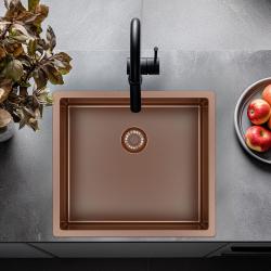 Pure.Sink Exclusivo Kupfer Spülbecken 45x40 cm 10mm Radius Unterbau, Flächenbündiger Einbau und Aufbau PEX4540-62