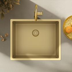 Pure.Sink Exklusiv Goldene Spüle 50x40 cm 10mm Radius Unterbau, Flächenbündig und Aufbau PEX5040-60