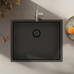 Pure.Sink Exclusivo Gun Metal Spüle 50x40 cm 10mm Radius Unterbau, Flächenbündiger Einbau und Aufbau PEX5040-61