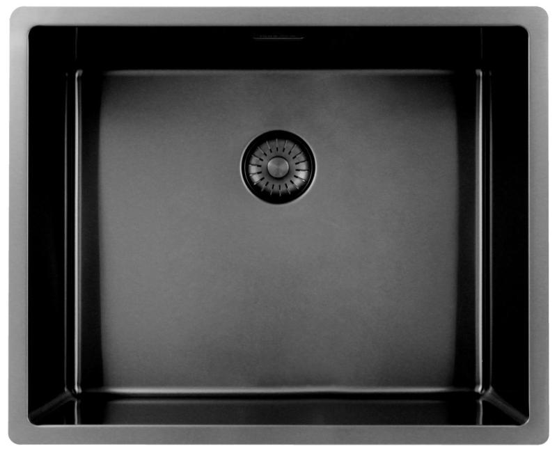 Pure.Sink Exclusivo Gun Metal Spüle 50x40 cm 10mm Radius Unterbau, Flächenbündiger Einbau und Aufbau PEX5040-61