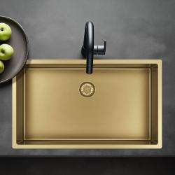 Pure.Sink Exclusivo großer goldener Spülbecken 70x40 cm 10mm Radius Unterbau, flächenbündiger Einbau und Aufbau PEX7040-60