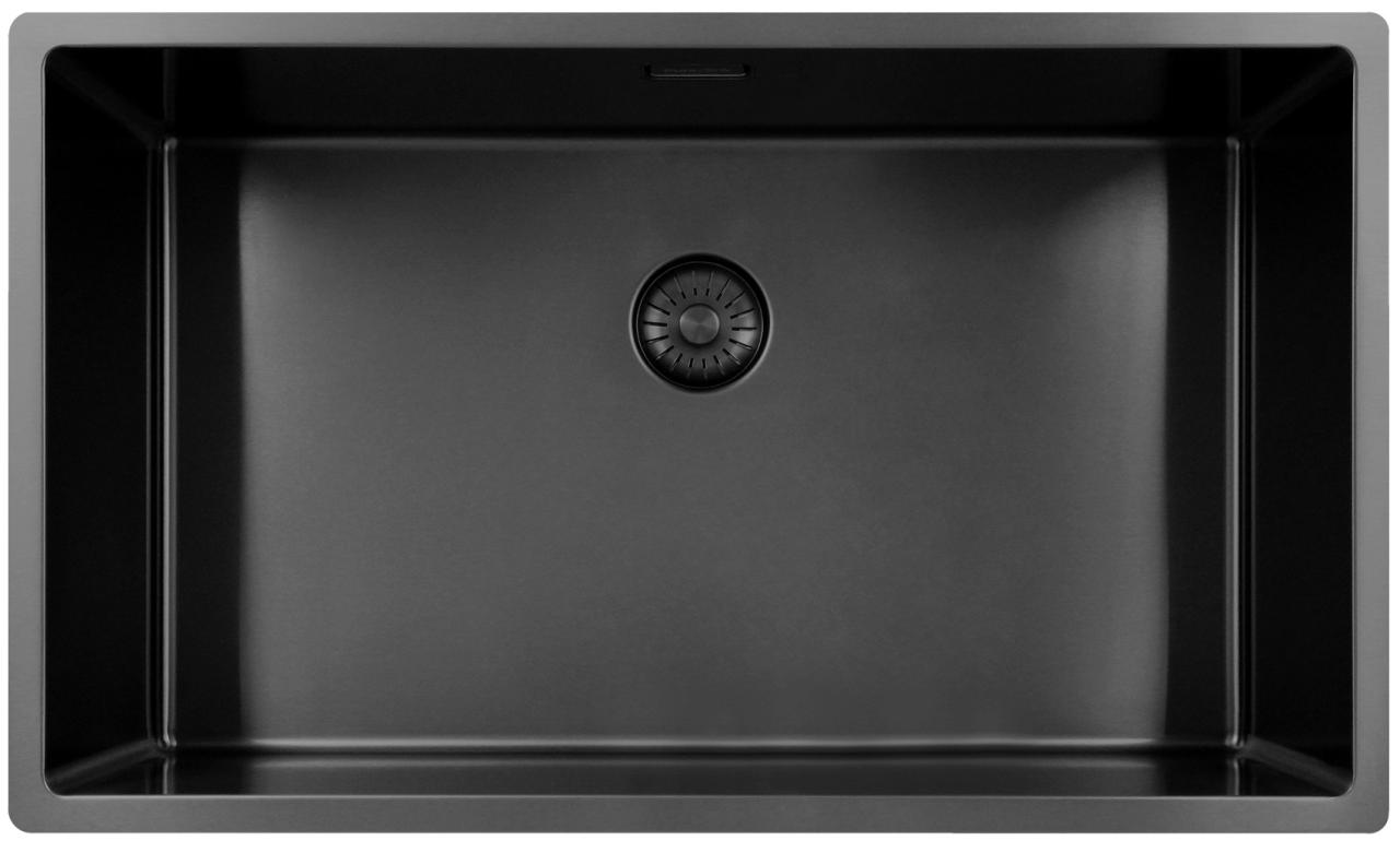 Pure.Sink Exclusivo großer Gun-Metal-Spülbecken 70x40 cm 10mm Radius Unterbau, Flach Einbau und Aufbau PEX7040-61