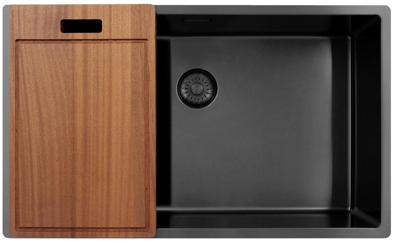Pure.Sink Exclusivo großer Gun-Metal-Spülbecken 70x40 cm 10mm Radius Unterbau, Flach Einbau und Aufbau PEX7040-61