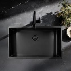 Pure.Sink Exclusivo großer Gun-Metal-Spülbecken 70x40 cm 10mm Radius Unterbau, Flach Einbau und Aufbau PEX7040-61