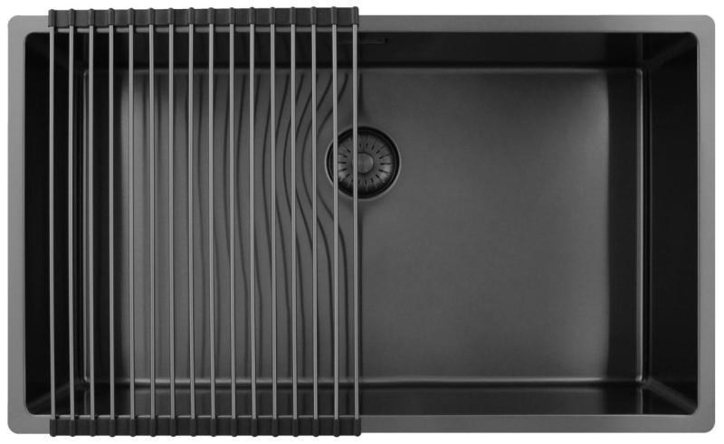 Pure.Sink Exclusivo großer Gun-Metal-Spülbecken 70x40 cm 10mm Radius Unterbau, Flach Einbau und Aufbau PEX7040-61