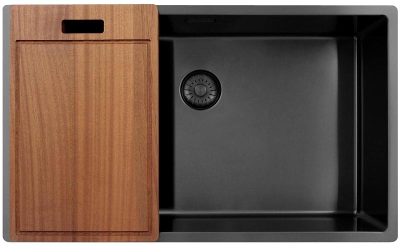 Pure.Sink Exclusivo großer Gun-Metal-Spülbecken 70x40 cm 10mm Radius Unterbau, Flach Einbau und Aufbau PEX7040-61