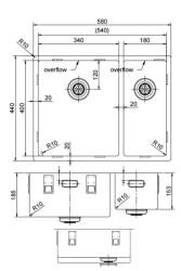 Pure.Sink Exclusivo Goldene 1,5 anderthalbe Spüle 34+18 cm 10mm Radius PEX341840-60
