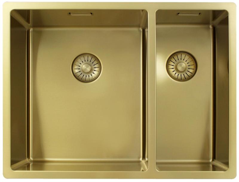 Pure.Sink Exclusivo Goldene 1,5 anderthalbe Spüle 34+18 cm 10mm Radius PEX341840-60