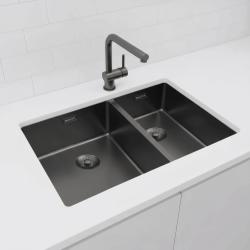 Pure.Sink Exclusivo Gun Metal 1,5 anderthalb Spüle 34+18 cm 10mm Radius PEX341840-61