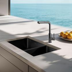 Pure.Sink Exclusivo Gun Metal 1,5 anderthalb Spüle 34+18 cm 10mm Radius PEX341840-61