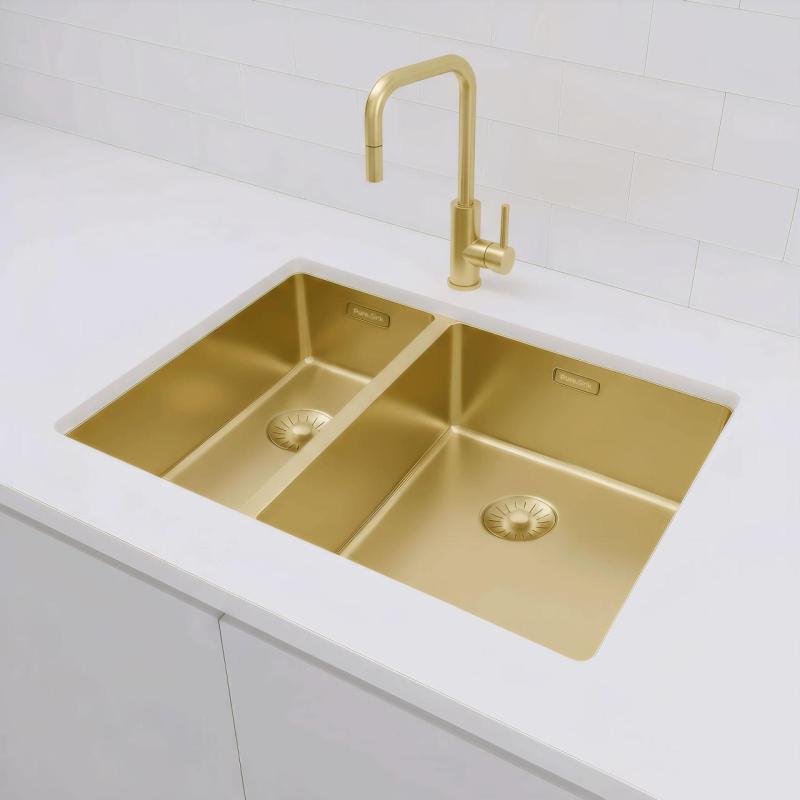 Pure.Sink Exclusivo Goldene 1,5 anderthalb Spüle 18+34 cm 10mm Radius PEX183440-60