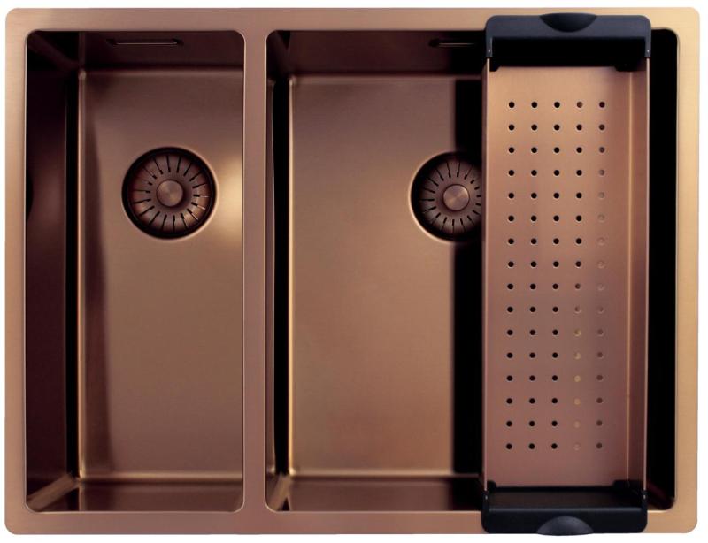 Pure.Sink Exclusivo Kupfer 1,5 anderthalb Spülbecken 18+34cm 10mm Radius PEX183440-62