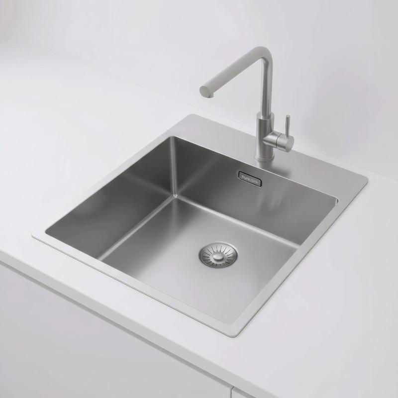 Pure.Sink Exclusivo RVS Spüle 44x52 cm Tapwing mit Lochbank für Wasserhahn 10mm Radius PEX4040T-02