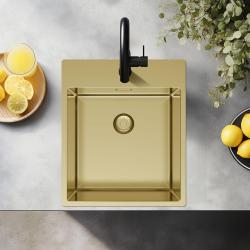 Pure.Sink Exclusivo Goldene Spüle 44x52 cm Tapwing mit Hahnlochbank 10mm Radius PEX4040T-60