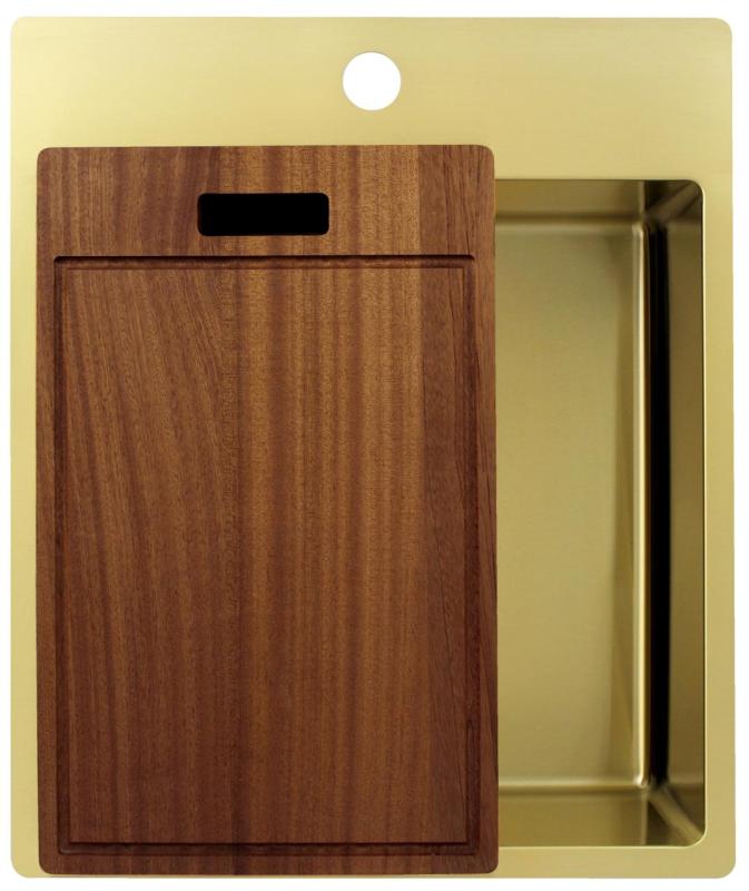 Pure.Sink Exclusivo Goldene Spüle 44x52 cm Tapwing mit Hahnlochbank 10mm Radius PEX4040T-60