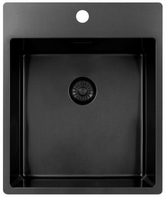 Pure.Sink Exclusivo Gun Metal Spülbecken 44x52 cm Tapwing mit Lochbank 10mm Radius PEX4040T-61