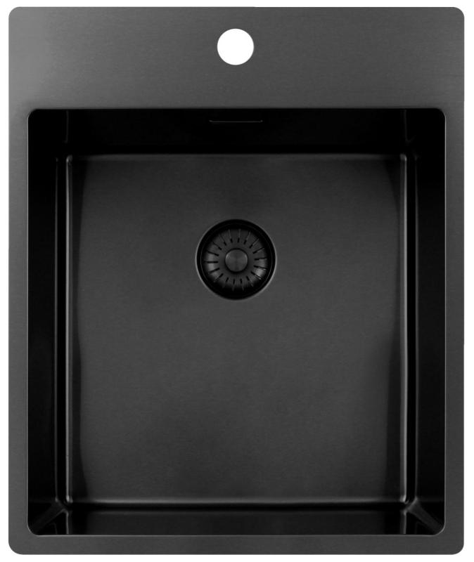 Pure.Sink Exclusivo Gun Metal Spülbecken 44x52 cm Tapwing mit Lochbank 10mm Radius PEX4040T-61