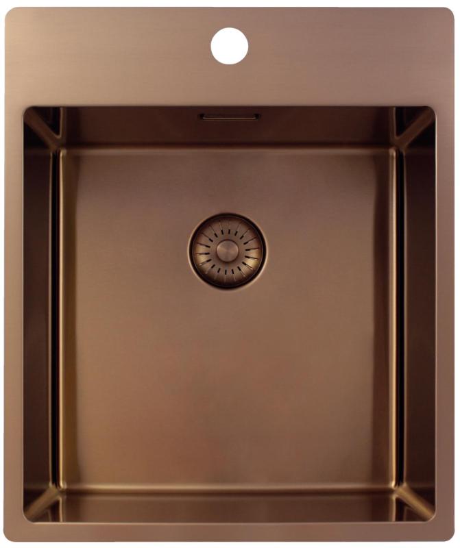 Pure.Sink Exclusivo Kupferspüle 44x52 cm Tapwing mit Lochbank 10mm Radius PEX4040T-62