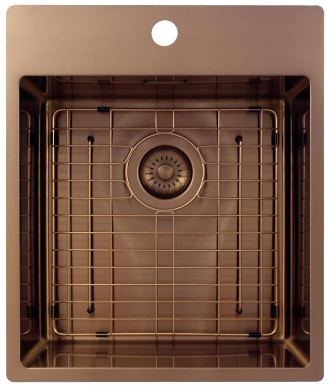 Pure.Sink Exclusivo Kupferspüle 44x52 cm Tapwing mit Lochbank 10mm Radius PEX4040T-62