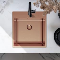 Pure.Sink Exclusivo Kupfer Spülbecken 49x52 cm Tapwing mit Hahnlochbank 10mm Radius PEX4540T-62