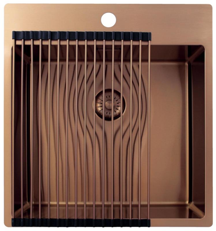 Pure.Sink Exclusivo Kupfer Spülbecken 49x52 cm Tapwing mit Hahnlochbank 10mm Radius PEX4540T-62