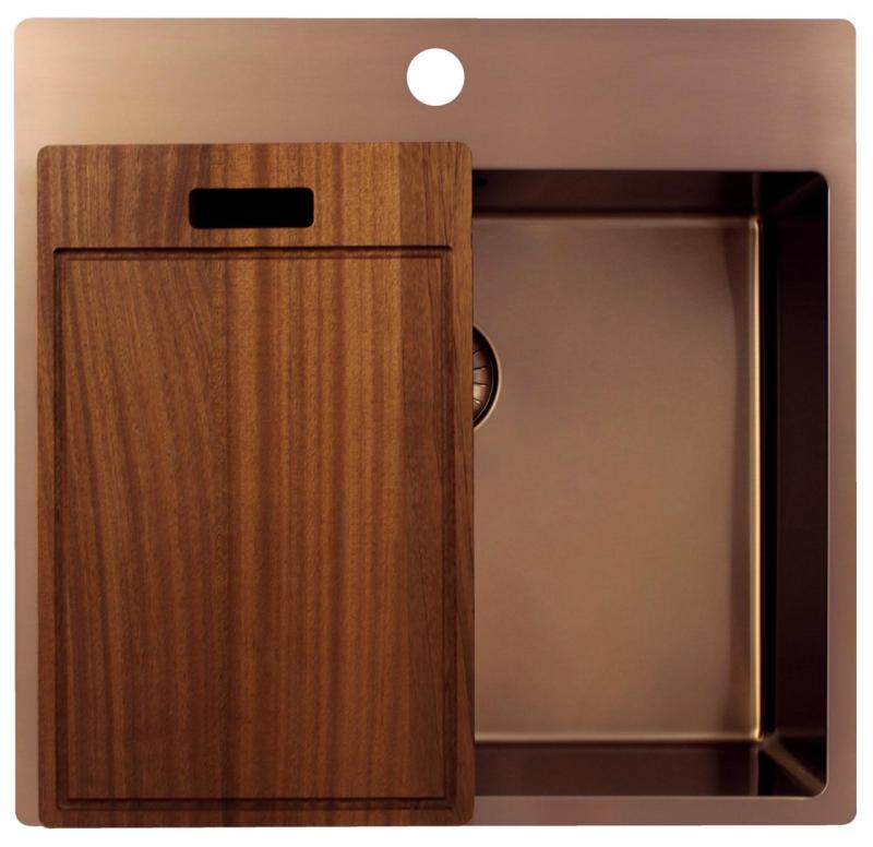 Pure.Sink Exclusivo Kupfer Spüle 54x52 cm Tapwing mit Armaturenbank 10mm Radius PEX5040T-62