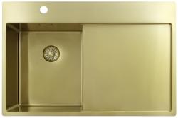 Pure.Sink Exclusivo Goldene kleine Spüle mit Abtropffläche 78x52 cm Tapwing links PEX3478LT-60