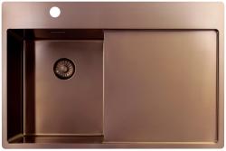 Pure.Sink Exclusivo Kupfer kleine Spüle mit Abtropffläche 78x52 cm Tapwing links PEX3478LT-62