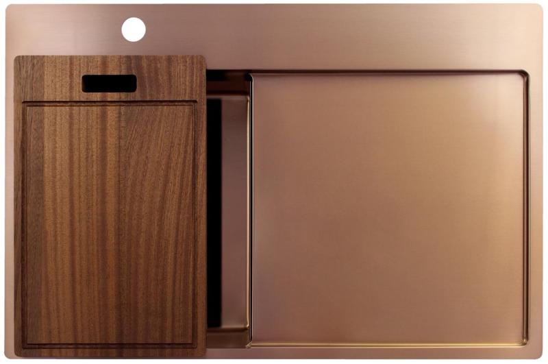 Pure.Sink Exclusivo Kupfer kleine Spüle mit Abtropffläche 78x52 cm Tapwing links PEX3478LT-62