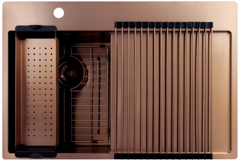 Pure.Sink Exclusivo Kupfer kleine Spüle mit Abtropffläche 78x52 cm Tapwing links PEX3478LT-62