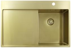 Pure.Sink Exclusivo Goldene kleine Spüle mit Abtropffläche 78x52 cm Tapwing rechts PEX3478RT-60