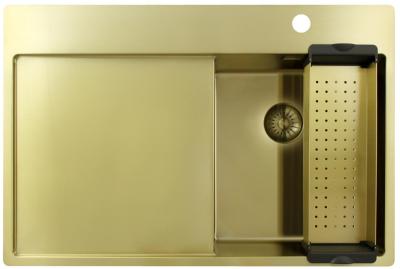 Pure.Sink Exclusivo Goldene kleine Spüle mit Abtropffläche 78x52 cm Tapwing rechts PEX3478RT-60