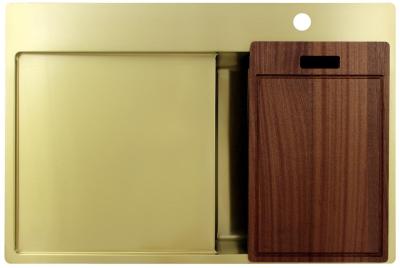 Pure.Sink Exclusivo Goldene kleine Spüle mit Abtropffläche 78x52 cm Tapwing rechts PEX3478RT-60