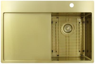 Pure.Sink Exclusivo Goldene kleine Spüle mit Abtropffläche 78x52 cm Tapwing rechts PEX3478RT-60