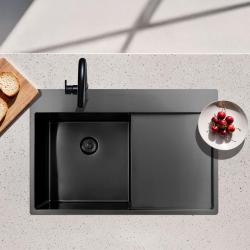 Pure.Sink Exclusivo Gun Metal Spüle mit Abtropffläche 78x52 cm Tapwing links PEX4078LT-61