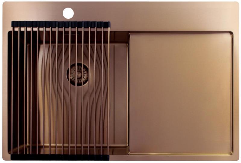 Pure.Sink Exclusivo Kupfer Spülbecken mit Abtropffläche 78x52 cm Tapwing links PEX4078LT-62