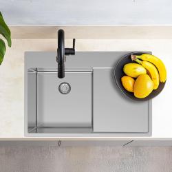 Pure.Sink Exklusiv Edelstahl Spüle mit Abtropffläche 78x52 cm Tapwing rechts PEX4078RT-02
