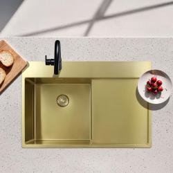 Pure.Sink Exclusivo Goldene Spüle mit Abtropffläche 78x52 cm Tapwing rechts PEX4078RT-60