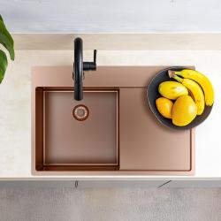 Pure.Sink Exclusivo Kupfer Spülbecken mit Abtropffläche 78x52 cm Tapwing rechts PEX4078RT-62