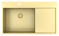 Pure.Sink Exclusivo Goldene Spüle mit Abtropffläche 86x52 cm Tapwing links PEX5086LT-60