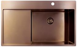 Pure.Sink Exclusivo Kupfer Spülbecken mit Abtropffläche 86x52 cm Tapwing rechts PEX5086RT-62