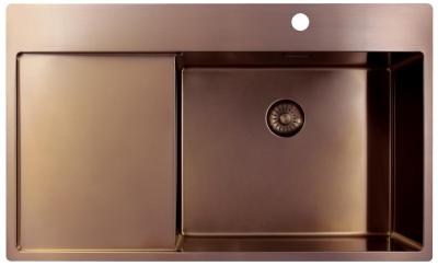 Pure.Sink Exclusivo Kupfer Spülbecken mit Abtropffläche 86x52 cm Tapwing rechts PEX5086RT-62
