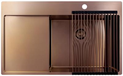 Pure.Sink Exclusivo Kupfer Spülbecken mit Abtropffläche 86x52 cm Tapwing rechts PEX5086RT-62