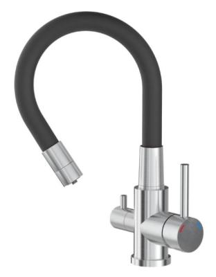 Quadri Selene Küchenmischbatterie Edelstahl 3-Wege mit flexiblem Auslauf und zusätzlichem Anschluss für gefiltertes Wasser 1208971407